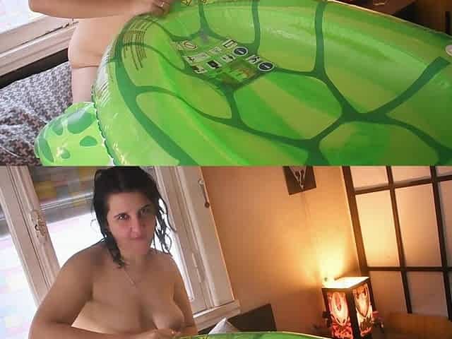 Wet Riding My Inflatable Turtle After Pool - Bunny Looner