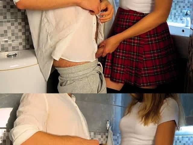 Stepbrother Fucks Schoolgirl Stepsister in Toilet
