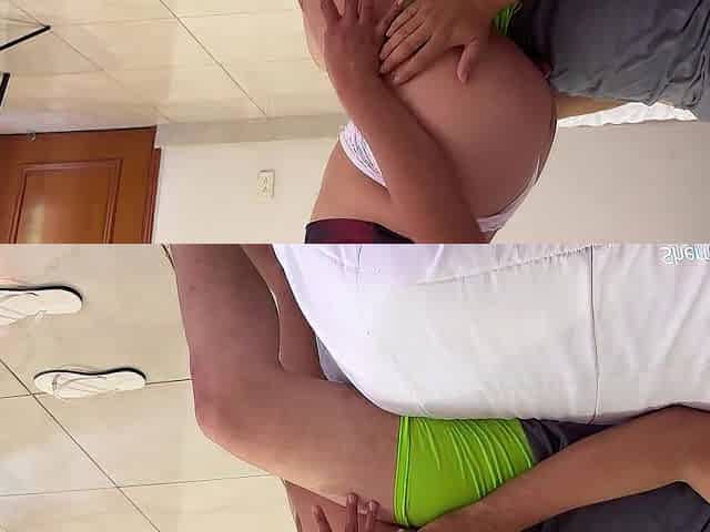"Gorgeous woman in a white strap makes me cum from riding."