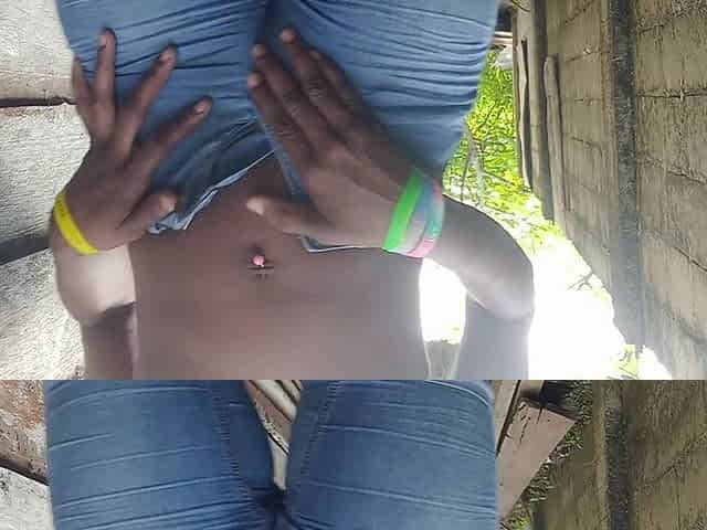 AMATEUR BLACK WITH ROUND BUTT DESPARATE PEE IN JEANS SHORTS