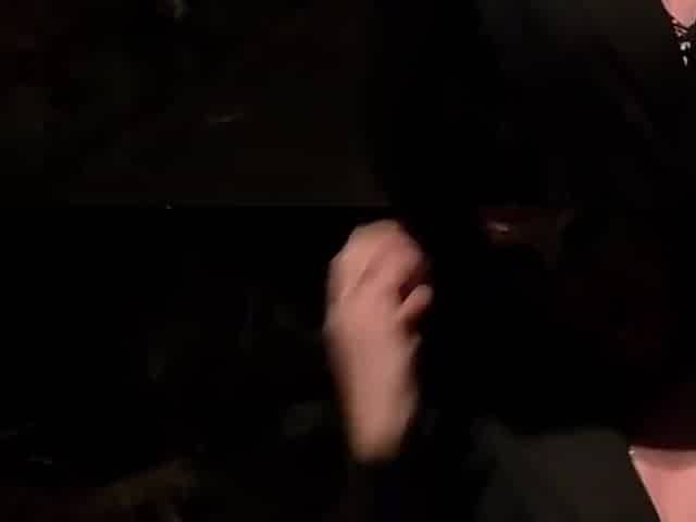 Masked beauty gets pounded deep in dark carnival fuck session