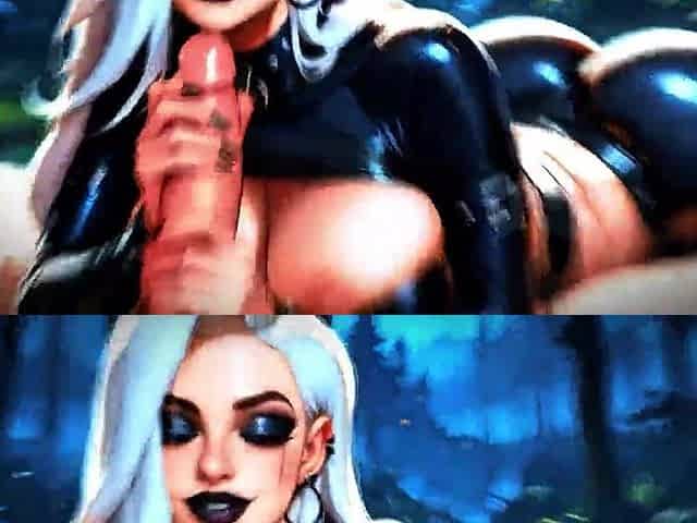 White Haired Alt Large Booty Bazookas Intensive Suck and Screw Forest (100% AI Generated)