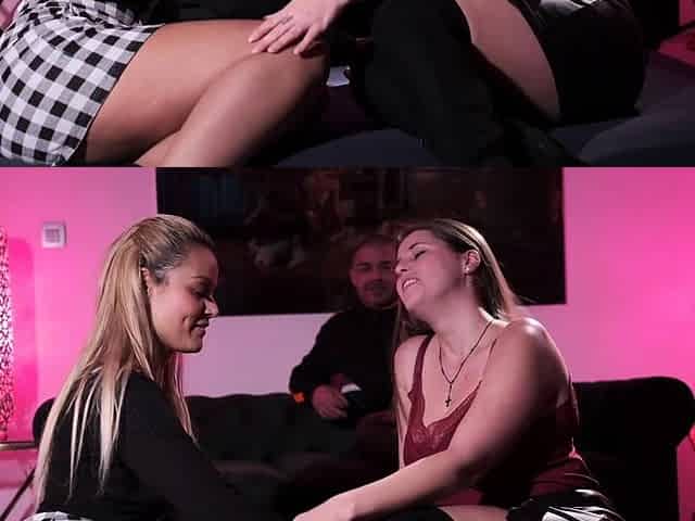 Sexy blonde and brunette lesbians from