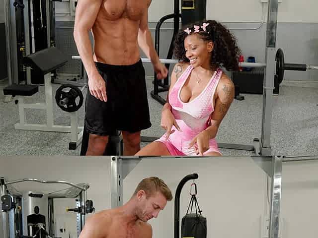 Ryan Mclane and September Reign get down and dirty in the gym, a steamy interracial scene.