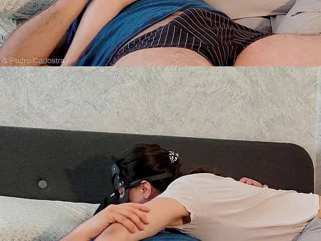 I Feed My Stepson in Law with My Large Natural Titties to Let Him Stroke