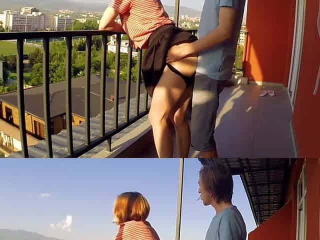 Young Horny Couple Real Sex Video Risky On Public Balcony