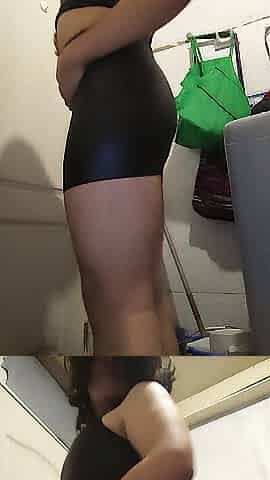 obese femboy posing in taut latex wench outfit