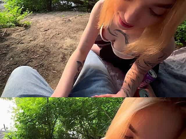 Hawt sex in nature POV: Cum on Lina's wet booty