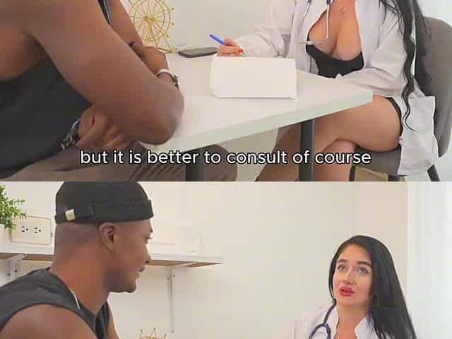 INTERRACIAL-I aid my patient with his testicular ache by sucking his large ebony schlong and then riding it.