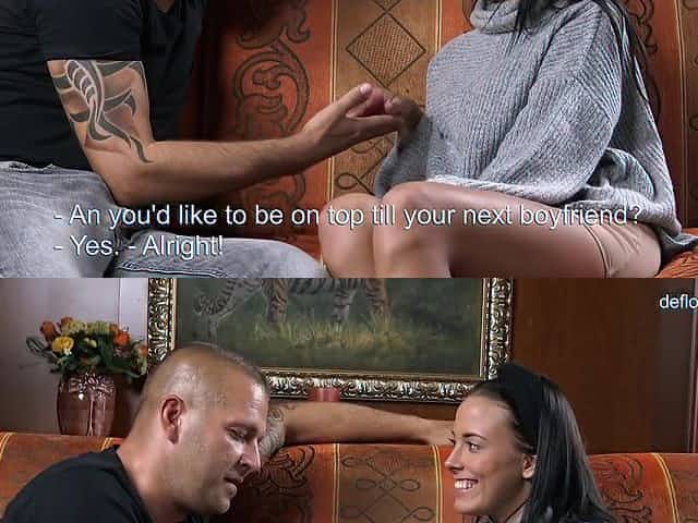 Euro babe loses her virginity on a sofa