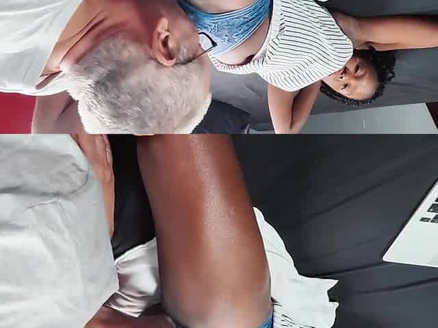 Flower having a giant climax from Louis eating and fingering her adorable ebony cunt