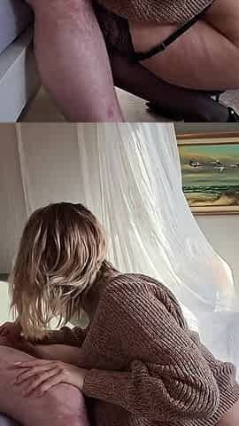 Girl in Knitted Sweater, Garter Belt and Stockings Fucked Doggy and Missionary - Projectfundiary