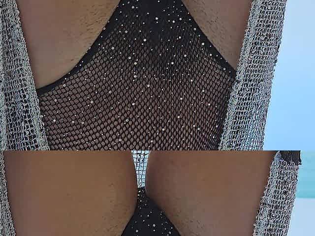 Transparent beach wear and Snatch Flash on Public Beach
