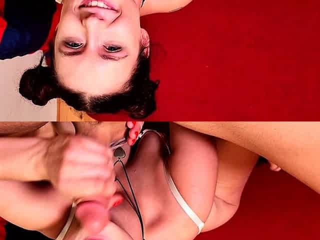 Gym threesome cumshot