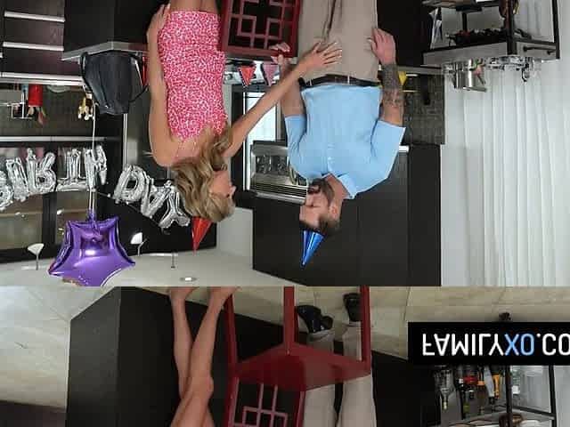 Concupiscent teen gets her stepdad's large shlong as a b-day present