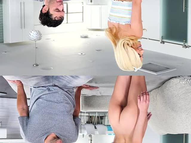 Tiny blonde Kiara Cole tries to cope with a thick long cock
