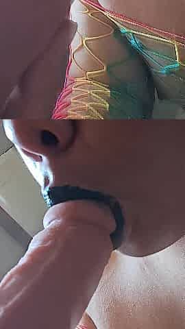 Latin babe marica practices her slobbery blowjobs with sex toy
