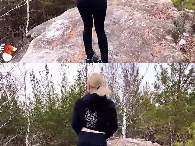 Blond Oral pleasure Weenie and Hard Snatch Screw in the Forest