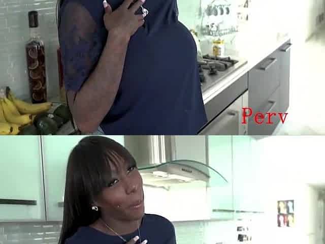 Black Stepmother Screws Her Stepson In The Kitchen- Mystique