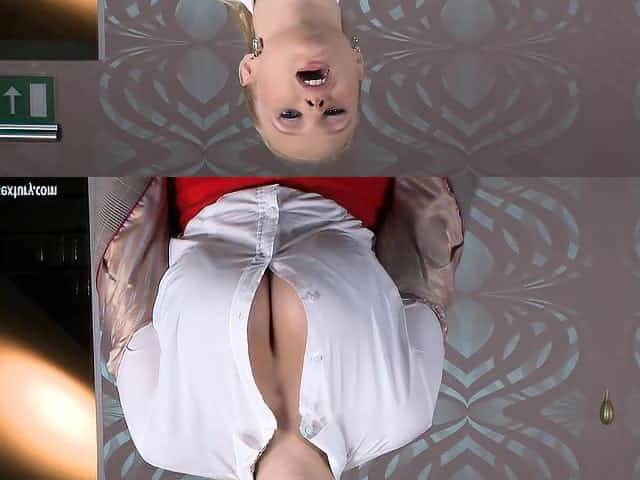 Good-looking big-tit blonde is sucking hard prick