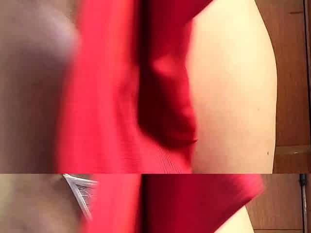 Trying on micro thong panties