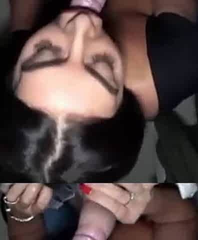 Cross-Eyed Brunette's Deepthroat Blowjob