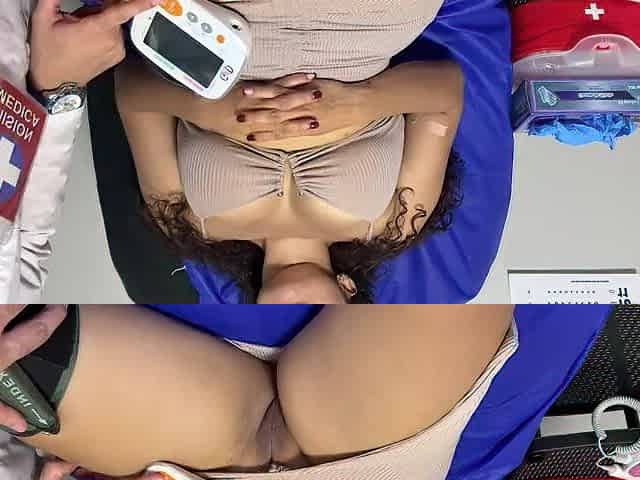 Patient is screwed by the doctor during the time that her cuckolded spouse waits outside the office