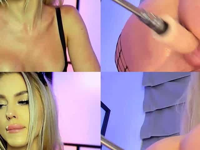 Hot Blonde Squirts Hard in Dual Cam View