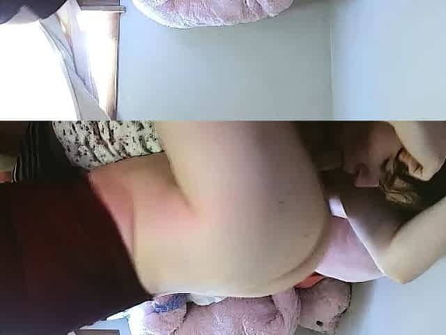 Amateur teen in colorful panties get dildoed and fucked hard