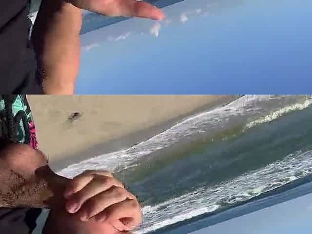Fortunate chap meets 2 lascivious cuties on the beach whilst masturbating in public