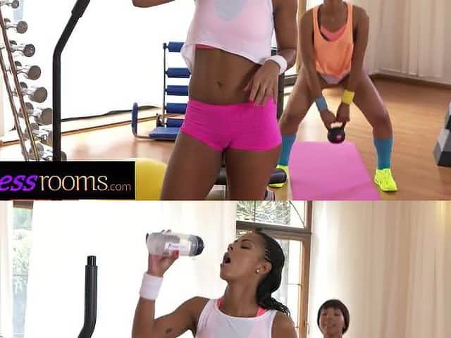 Fitness Rooms Large Butt Black Lesbos Sade Rose Isabella Chrystin in Gym
