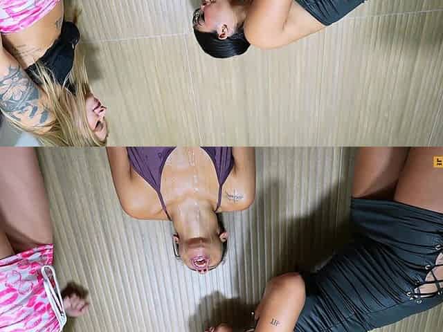 Spitting Lesbian Gang Bang - Five Sexy Babes and 40 Liter Finest Luxus Spit