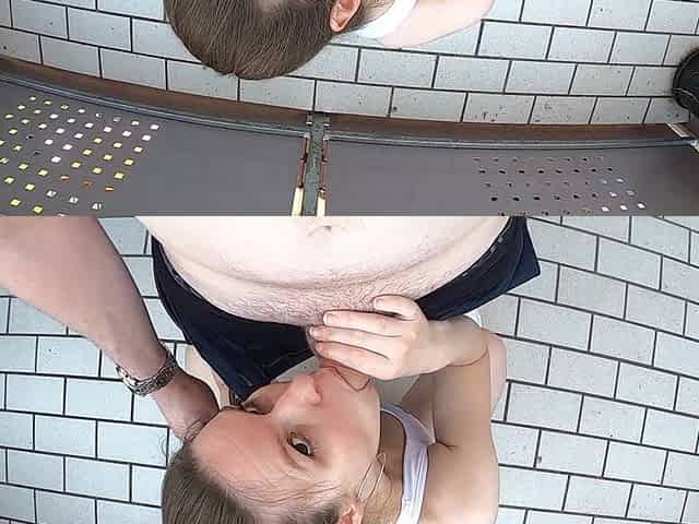 Small Teen Gives Blowjob on Balcony