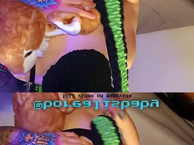 Tattooed Hotty Gives Easter Bunny Plushie a Shower in Daybed