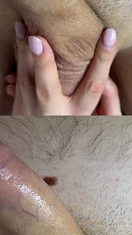 Handjob with Cumshot on Blue Socks