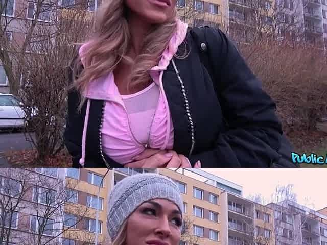 Wow this babe loved getting her melons out and screwing me - Public Agent