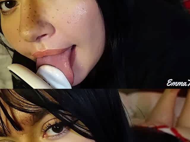 ASMR - Student angel makes u cum Moist Licking, Sucking, Jerking u off, Countdown, Pillow Humping, 3DIO - EmmaTASMR