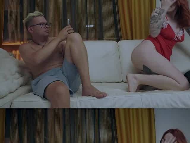Whilst Daddy Was Away Redhead Stepmom Got Banged Hard on the Living Room Daybed