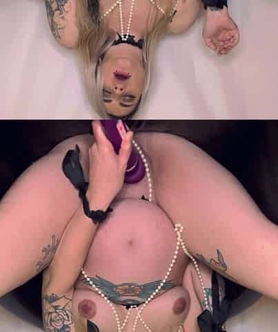Slutty Pregnant Woman Is Cuffed and Cums
