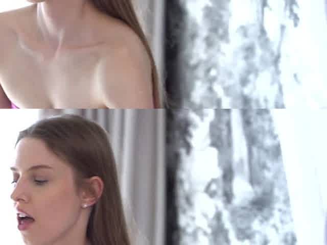 Wild threesome sex with two horny young sluts and a guy who mercilessly pounds their tight pussies