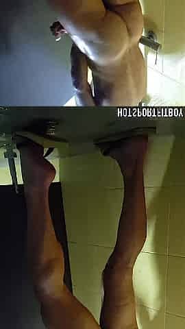 Pumped up Hotsportfitboy Masturbates Large Wang in a Public Shower