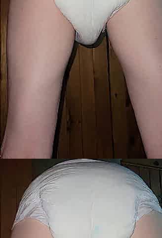 Peeing in my soggy diaper I was wearing all day