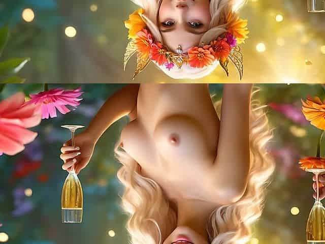 Ai Artistic Nude - Beautiful Woman Holding Zinnia with-gold Diamond Jewelry
