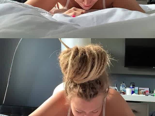Female climax from behind her