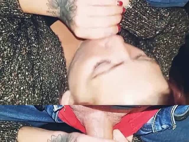 Office Blowjob for a Thick Cock by Tattooed MILF with Big Tits