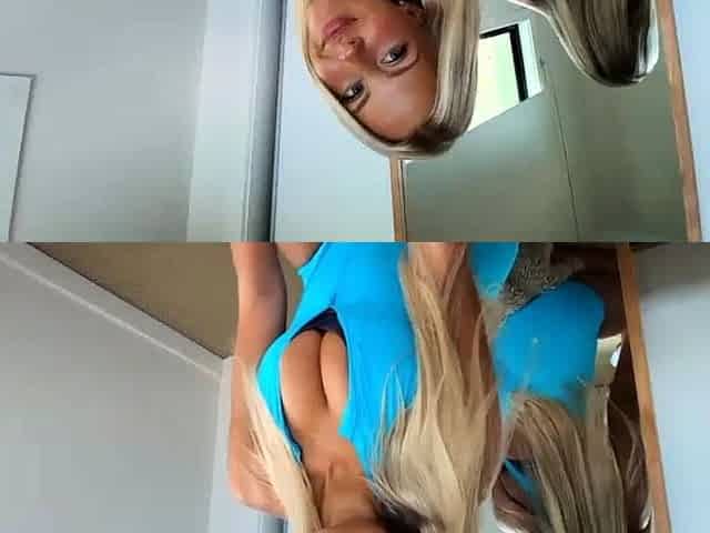 Beautiful blond babe with big boobs masturbating