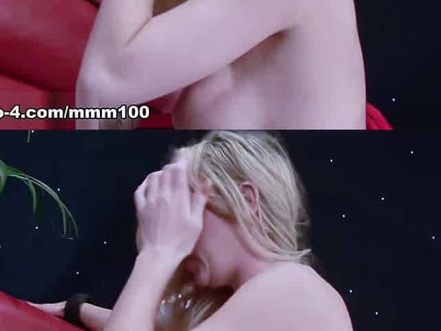 Photoshoot with busty blonde Page Ashley turns into hardcore threesome - MMM100