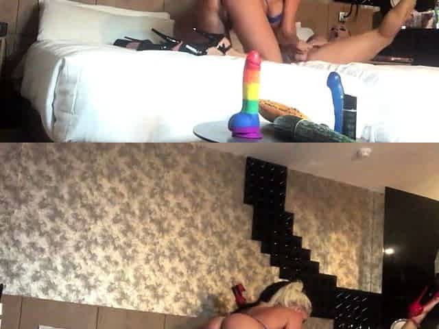 Sexy amateur blonde fingers and toys her wet pussy