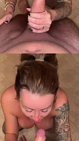 POV - Sloppy Blowjob by Busty Redhead Zoe Grey Showing off the Huge Cumshot on Her Face