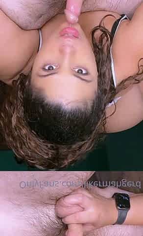 Big tit brunette MILF sucks and tit fucks a big cock